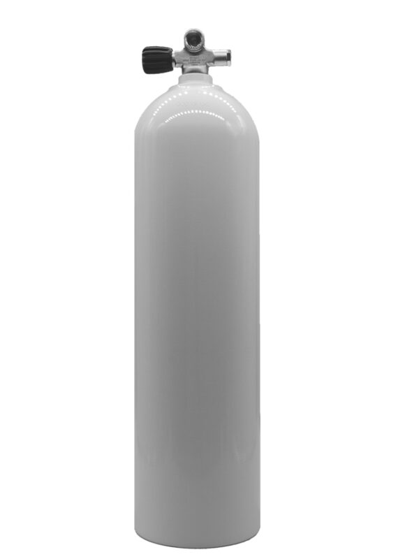 MES Tauchflasche Alu 7L weiss mit Brückenventil links