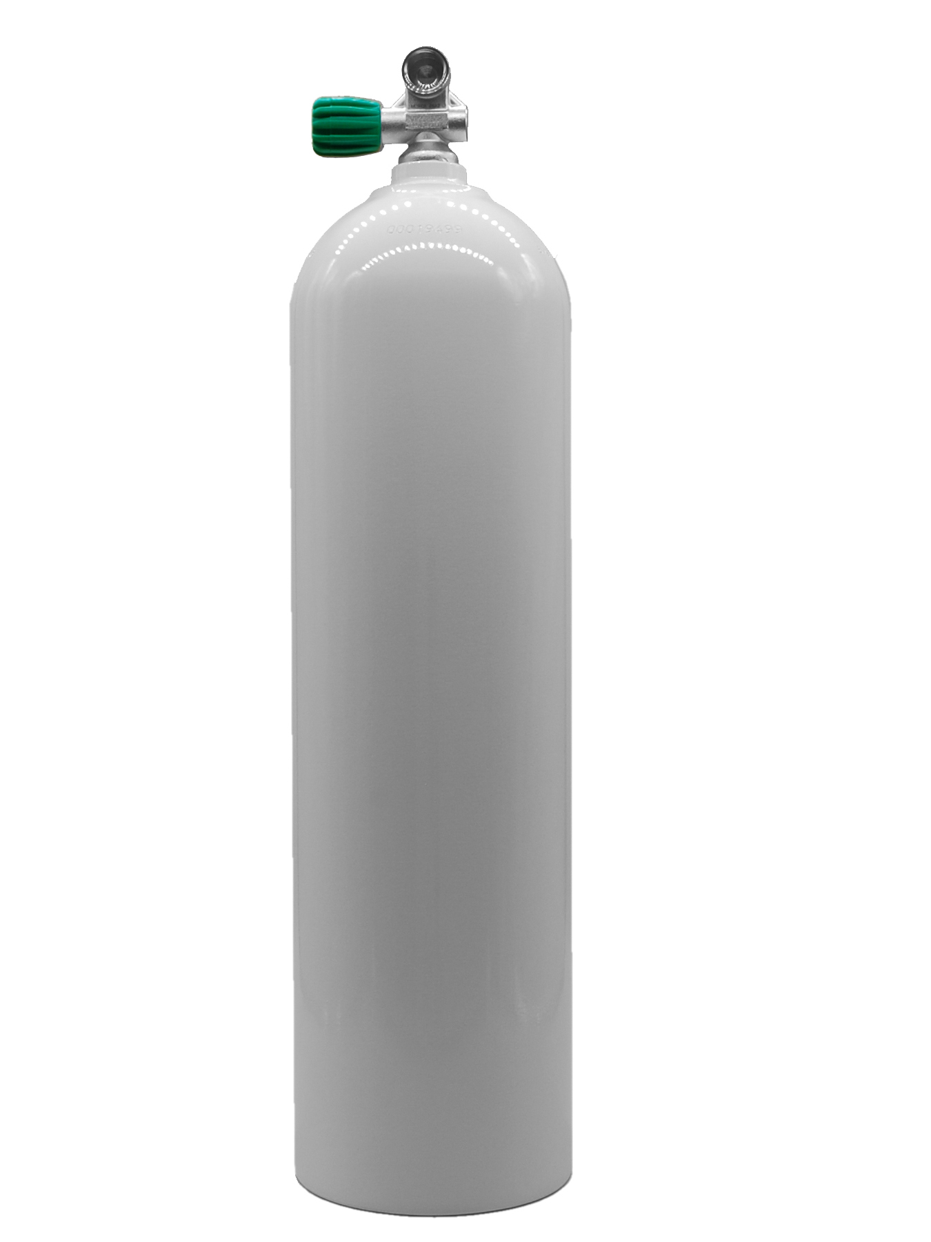 MES 11,1L Aluflasche weiss 207 bar mit Nitrox Ventil links