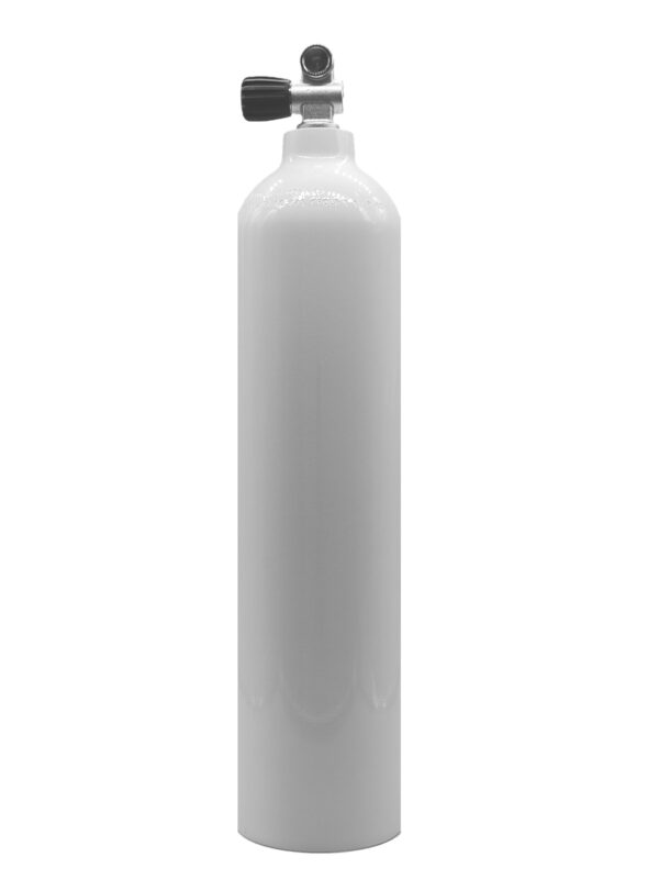 MES Tauchflasche Alu 7L weiss mit Ventil links