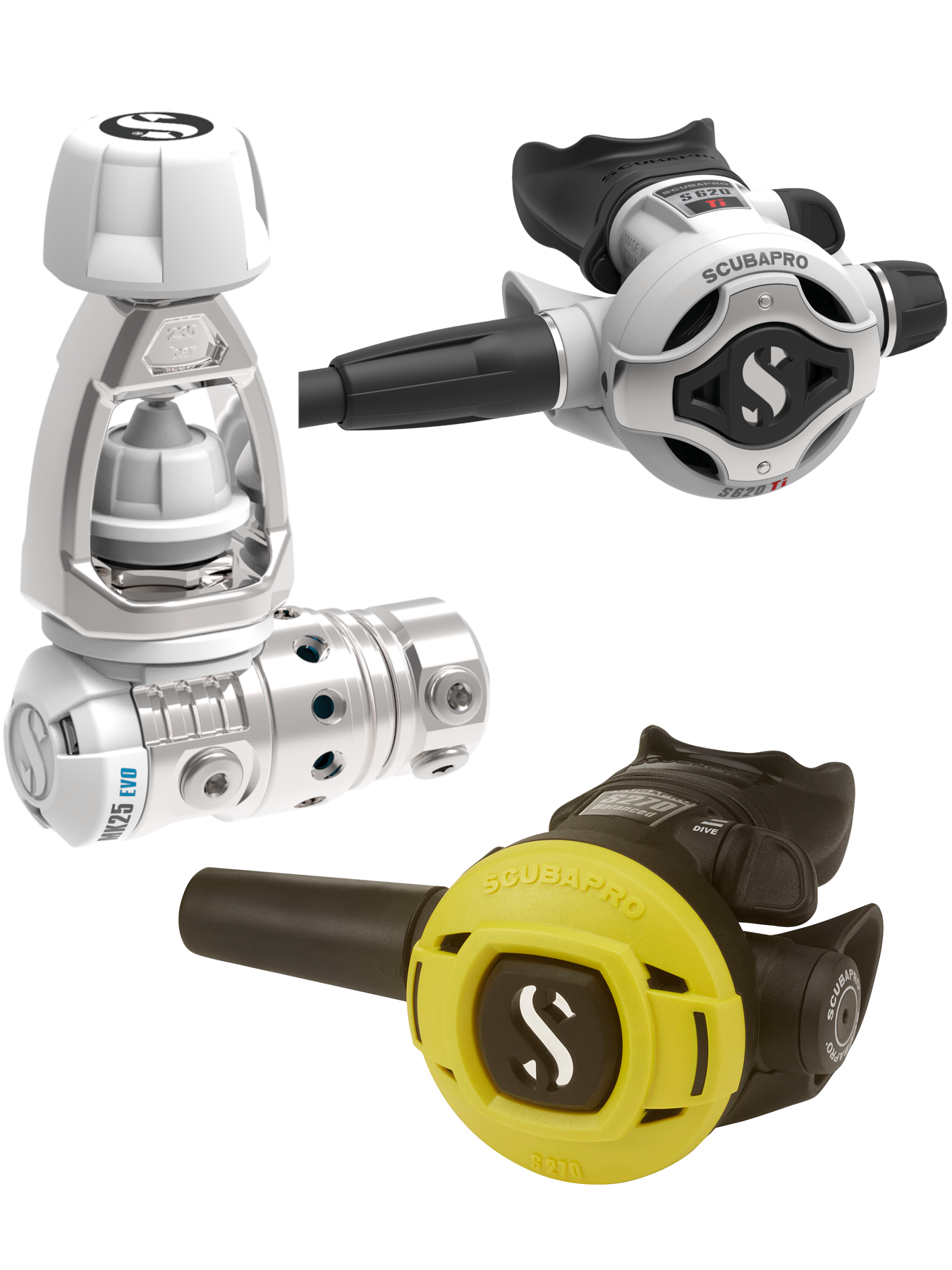 mk25EVO-wh-int-set Scubapro MK25 EVO S620Ti White Atemregler Set Weiß INT