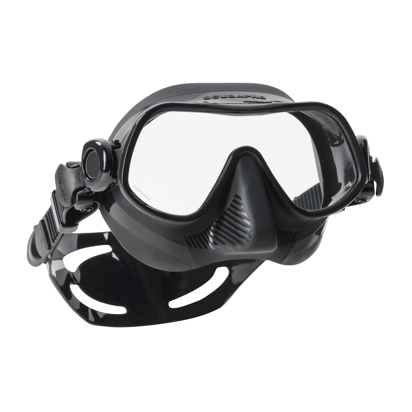 Scubapro-maske-steel-pro schwarz Scubapro Steel Pro Apnoe Maske Einglas rahmenlos schwarz