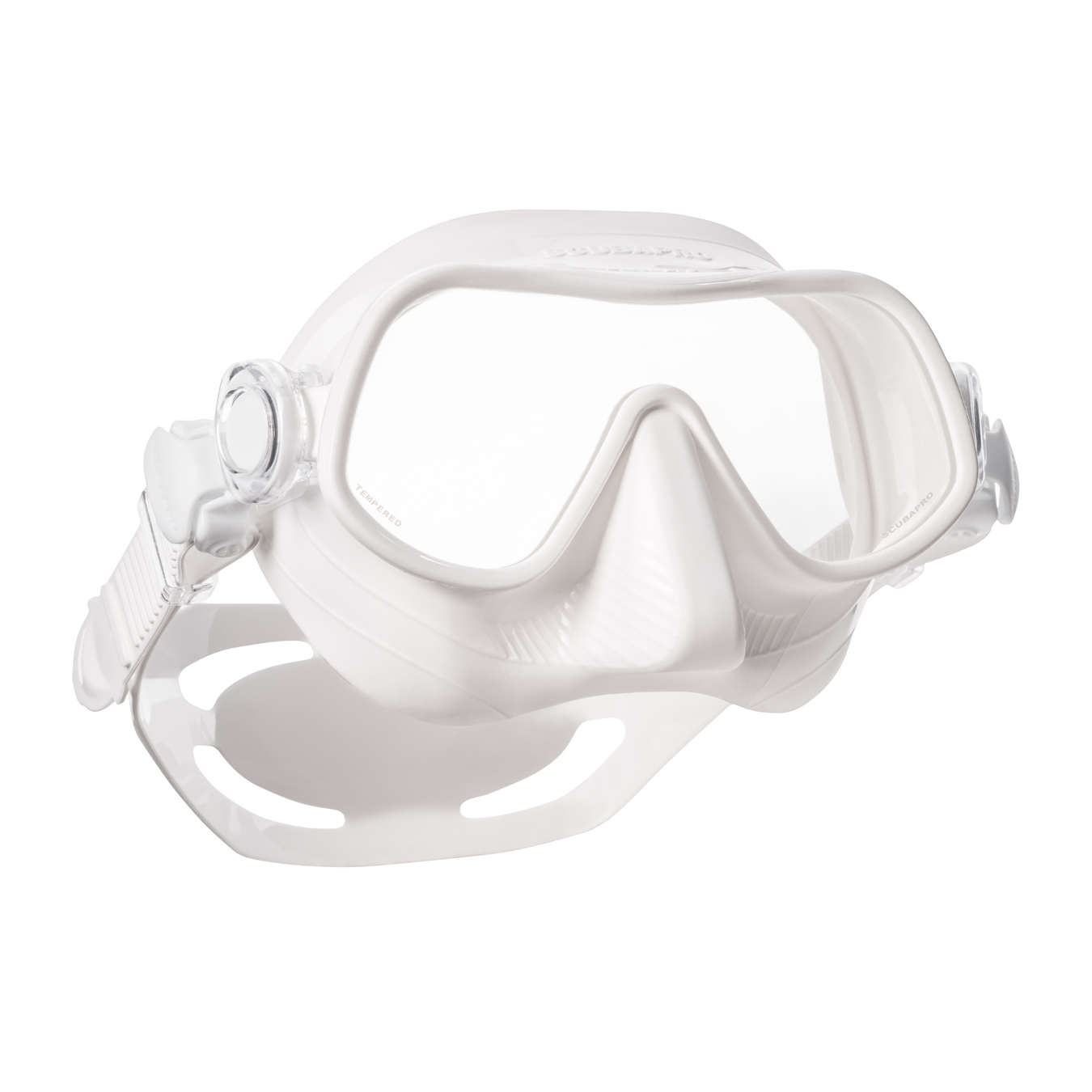 Scubapro-maske-steel-pro weiss Scubapro Steel Pro Apnoe Maske Einglas rahmenlos weiss